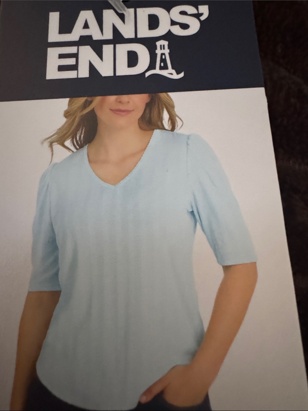 Lands' End Pale Blue V-Neck Short Sleeve Top